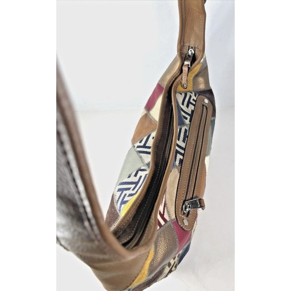 Tignanello Multi Color Suede Patchwork and Brown Leather Shoulder Bag - Picture 8 of 16